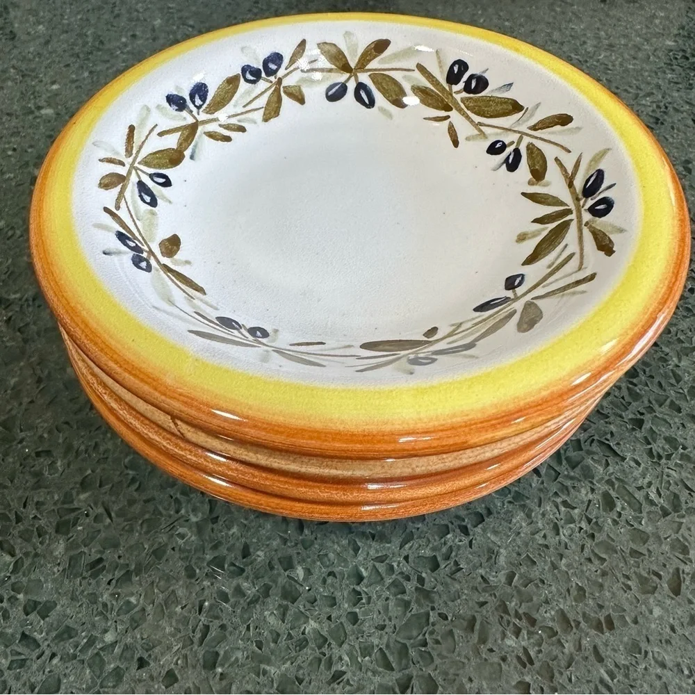 Williams Sonoma Tuscan Olives Made in Italy Hand Painted Dipping Bowls Set of 4